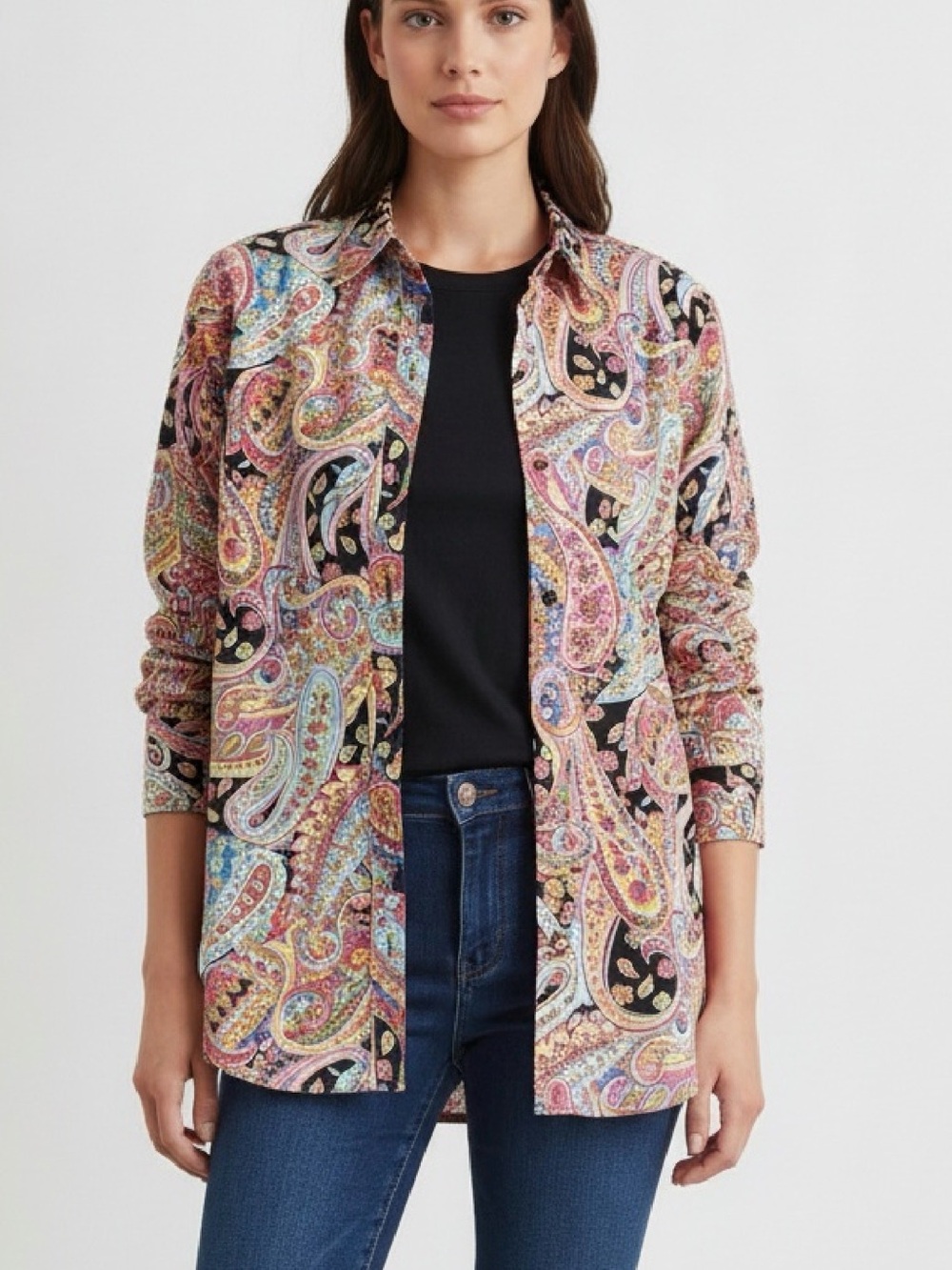 Chaps 100% Cotton Multicolor Paisley Button-Up Shirt
